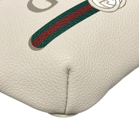 Auth GUCCI Print Small Belt Bag 527792 White Leather Bum Bag - Picture 3 of 16
